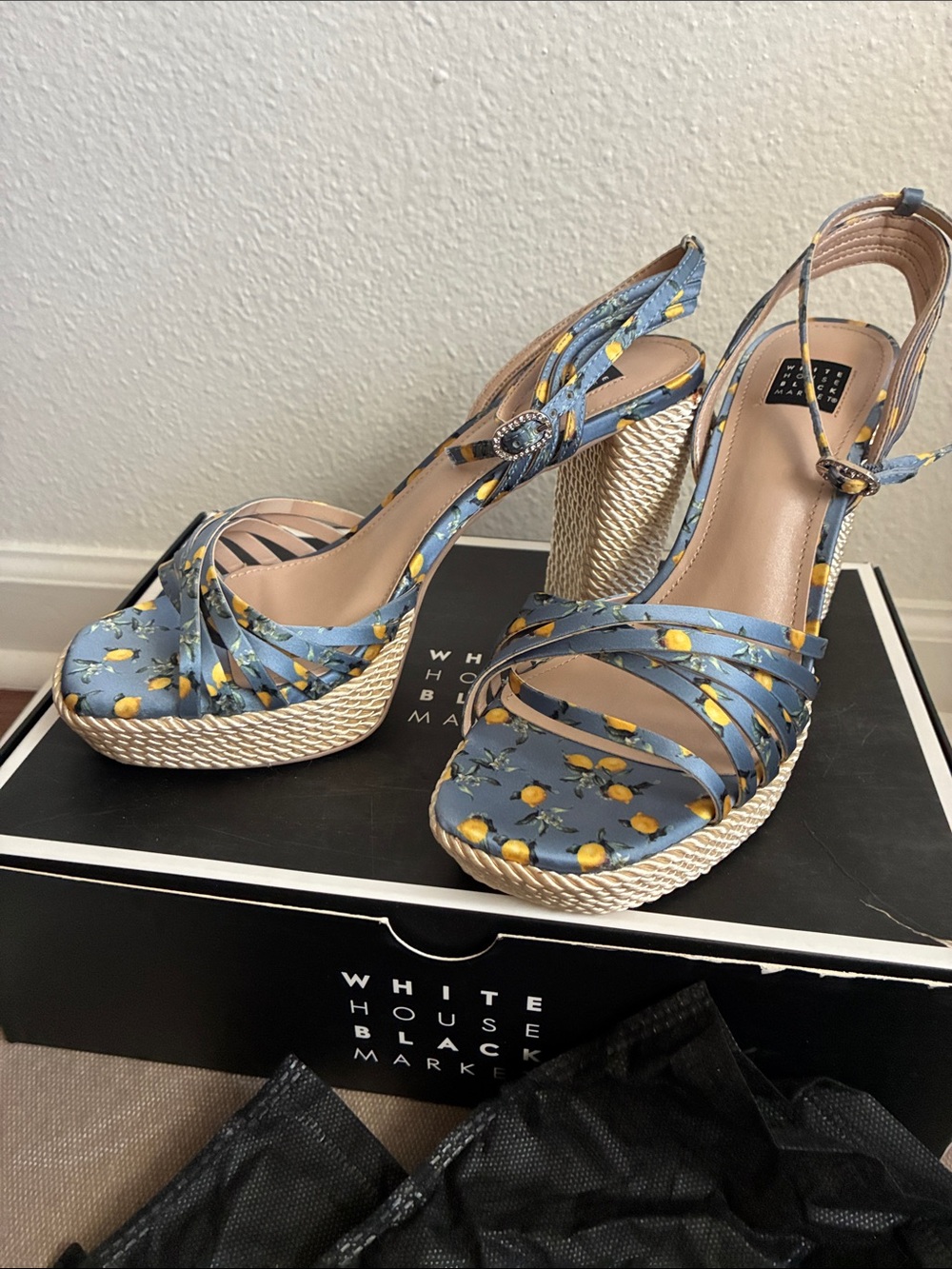 White House Black Market Boutique Lemon Wedge Sandals (box and dust bags inc.)